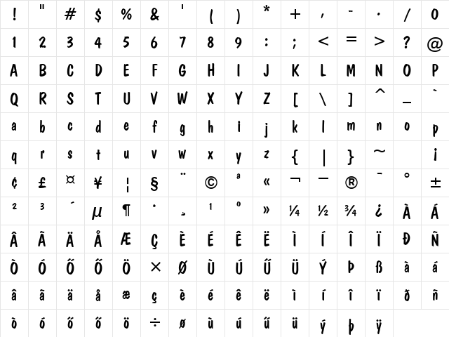 H_Dom Casual BT Regular Character Map