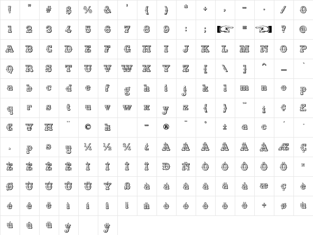 Main Strike Regular Character Map