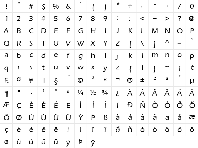 H_ErieLight Bold Character Map H_ErieLight Bold Character Map