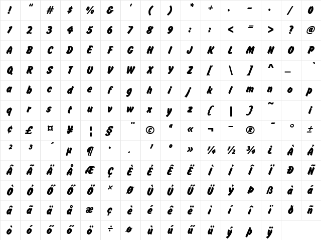 H_FlashDBol Bold Character Map H_FlashDBol Bold Character Map