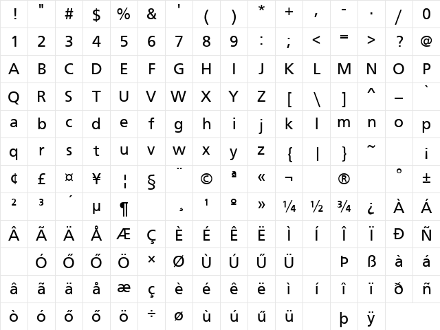 H_FOUR10 Regular Character Map