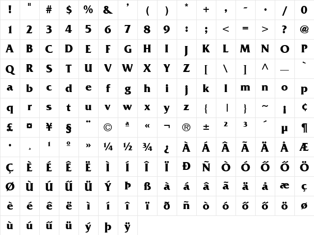 H_France Bold Character Map