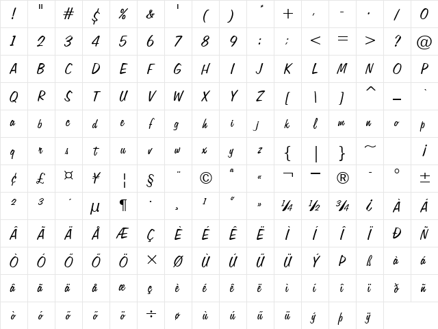 H_Freehand 575 BT Regular Character Map