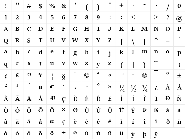 Apollo MT Semi Bold Character Map