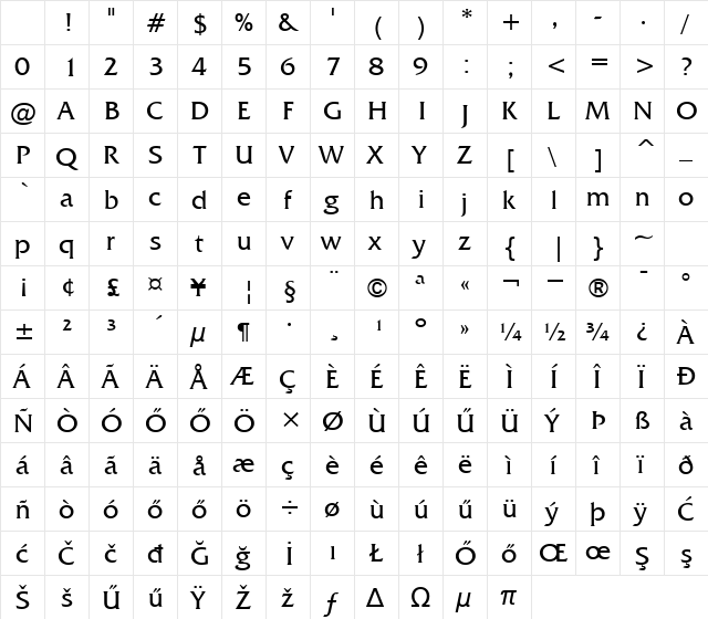H_Friz Quadrata BT Regular Character Map H_Friz Quadrata BT Regular Character Map