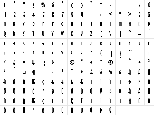 Maitre d' Bold Character Map