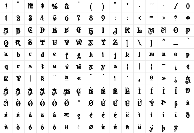 Apollo ASM Regular Character Map