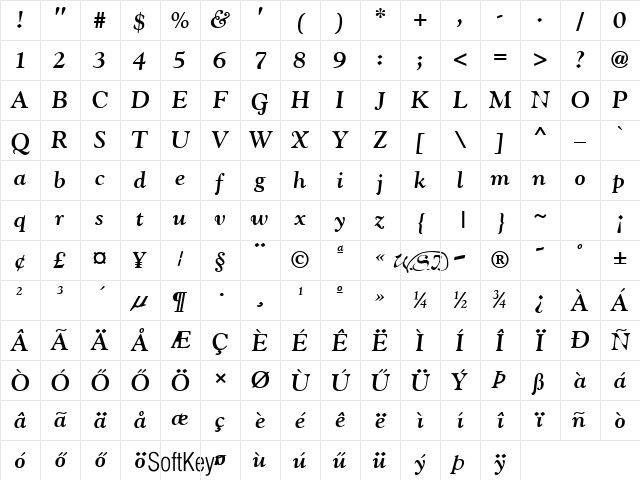 H_GILBI Regular Character Map H_GILBI Regular Character Map