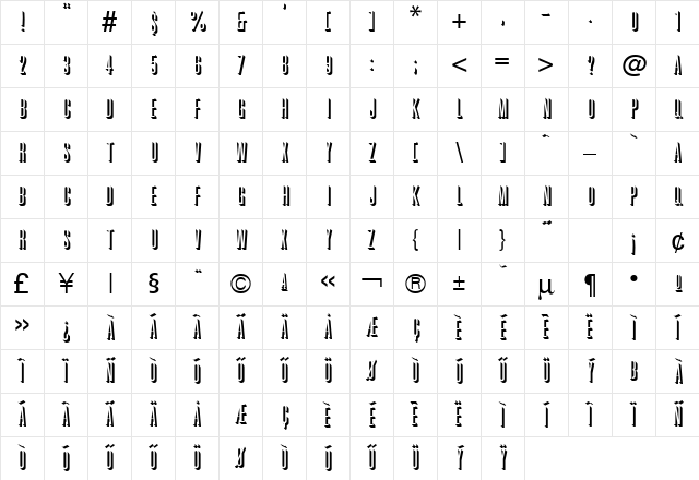 H_GriffonShadow Regular Character Map