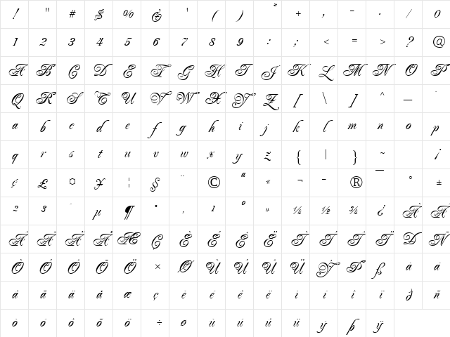 Majestic Regular Character Map Majestic Regular Character Map