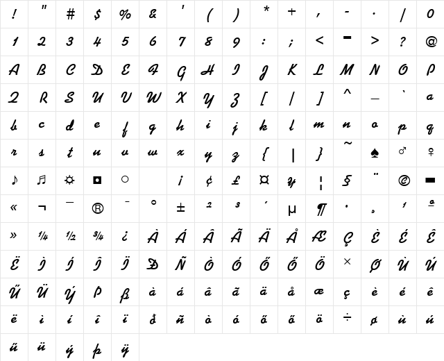 H_Kaufmann Bold Character Map