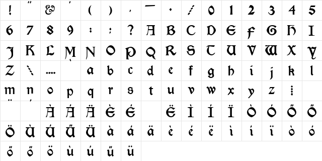 H_Kelmscott Regular Character Map
