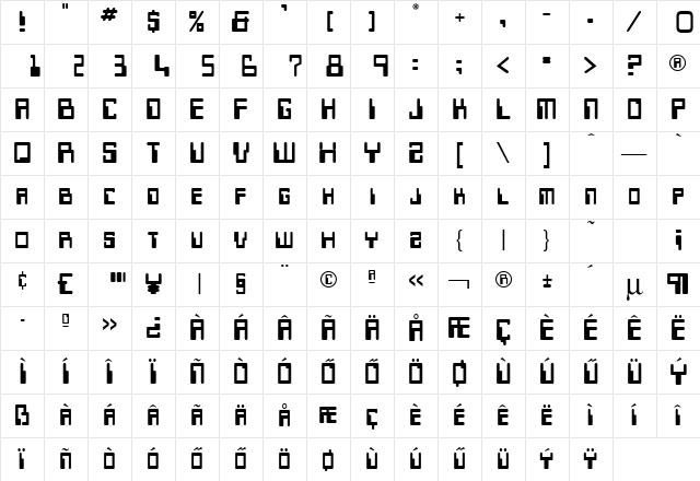 H_Keypunch Regular Character Map