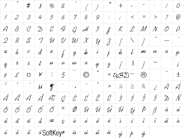 H_KOFFE2 Regular Character Map