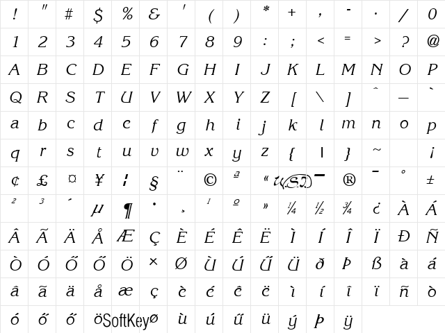 H_KRONE4 Regular Character Map