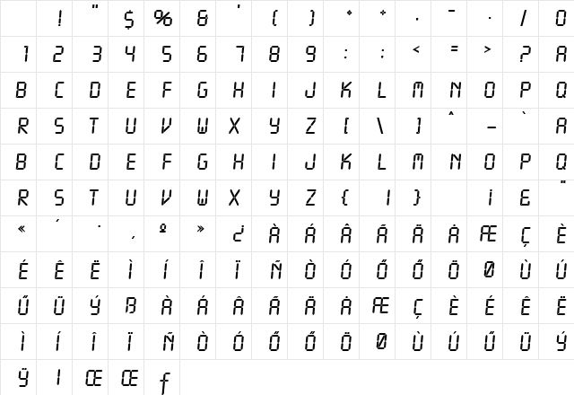 H_LCD ITCNormal Character Map
