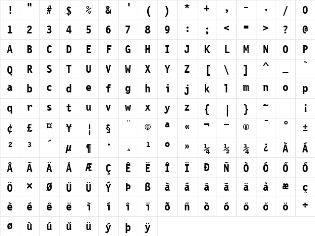H_Letter Gothic 12 BT Bold Character Map