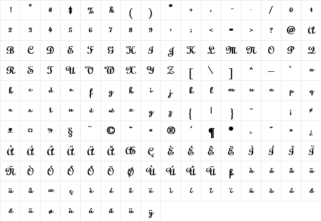 H_Linoscript Bold Character Map