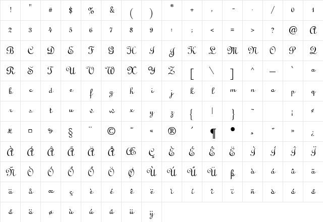 H_Linoscript Regular Character Map