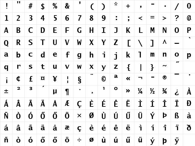 H_Lucida Sans Typewriter Bold Character Map