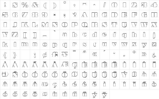 H_MBraggadocio Hollow Regular Character Map