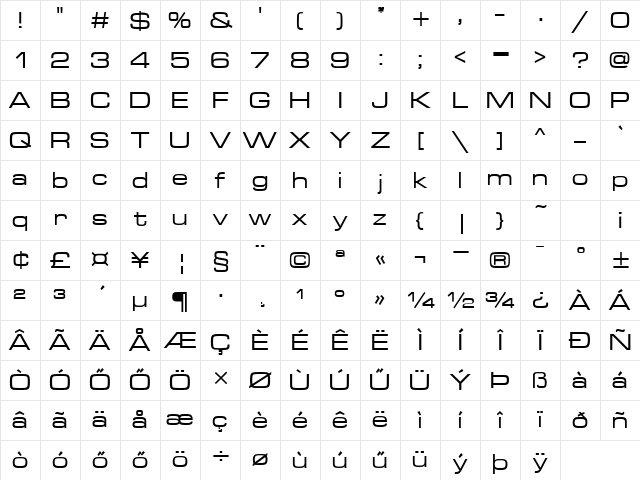 H_MicrogrammaDMedExt Regular Character Map H_MicrogrammaDMedExt Regular Character Map