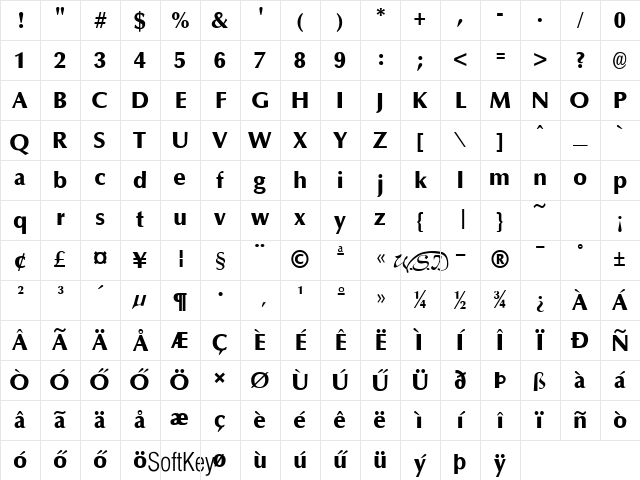 H_OPTAN3 Regular Character Map