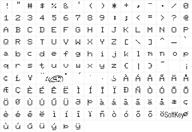 H_PIXEL Regular Character Map