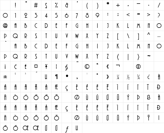 H_Plaza ITCNormal Character Map H_Plaza ITCNormal Character Map