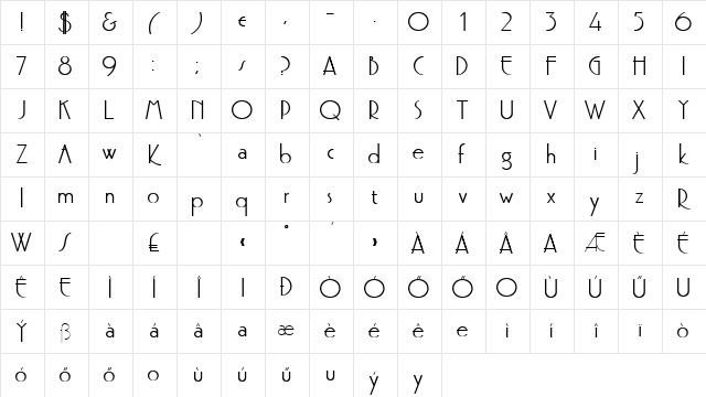 H_Premi Bold Character Map