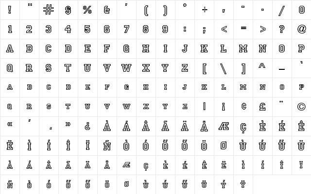H_PRINC Regular Character Map