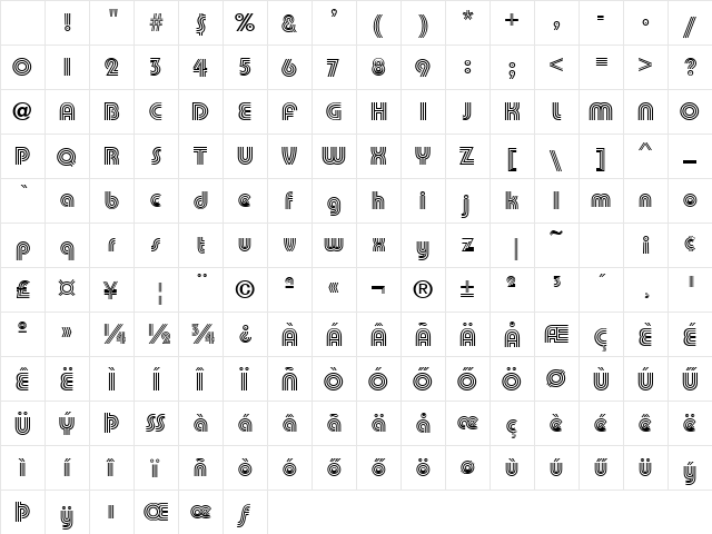 H_Pump Triline ITCNormal Character Map H_Pump Triline ITCNormal Character Map