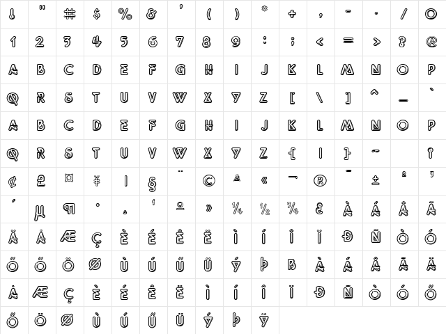 H_Quicksilver ITCNormal Character Map