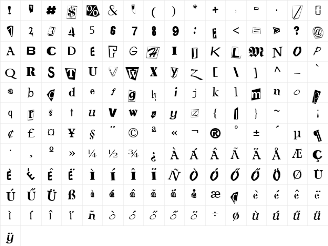 H_RansomNote Regular Character Map