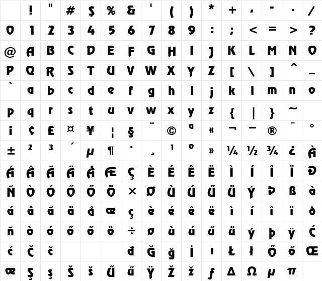 H_Revue BT Regular Character Map