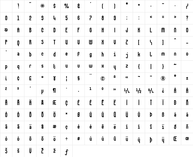 Makushka Regular Character Map Makushka Regular Character Map