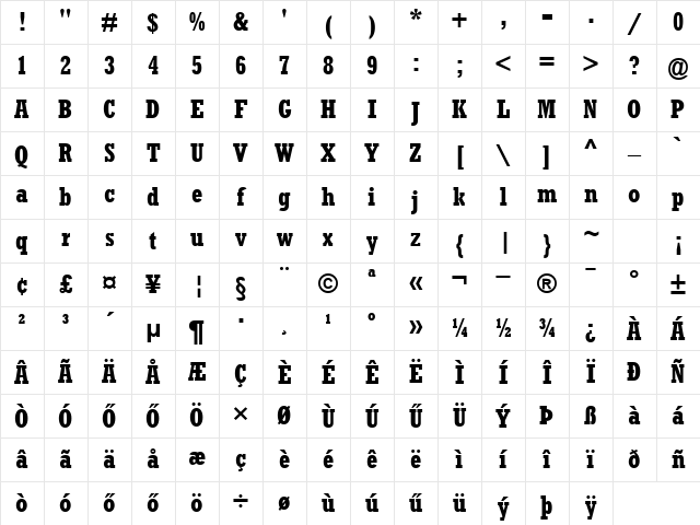 H_Rockwell MT Regular Character Map