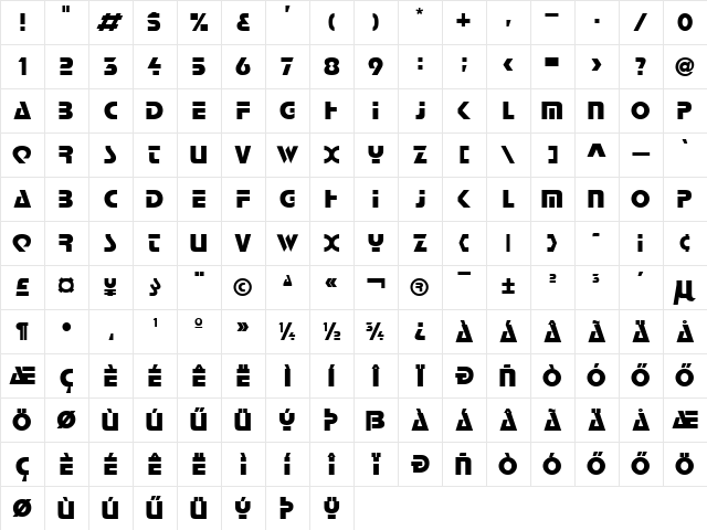 H_SCOTT Regular Character Map