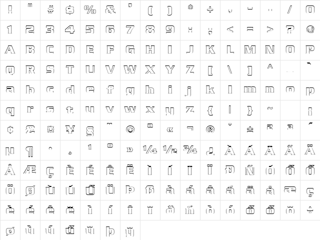 H_Serpentine Hollow Bold Character Map