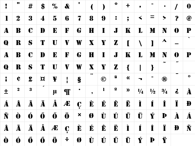 H_Stencil Regular Character Map