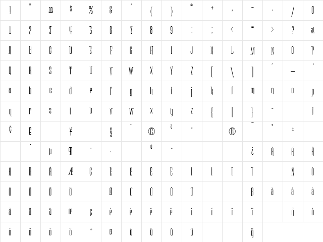 Malaise Regular Character Map