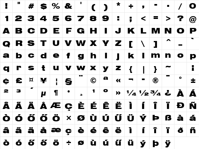 H_SWISS2 Regular Character Map