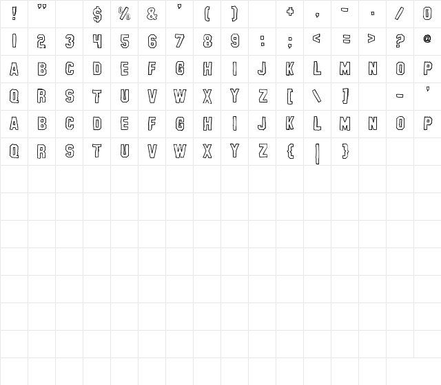 -banhart-hollow- Regular Character Map