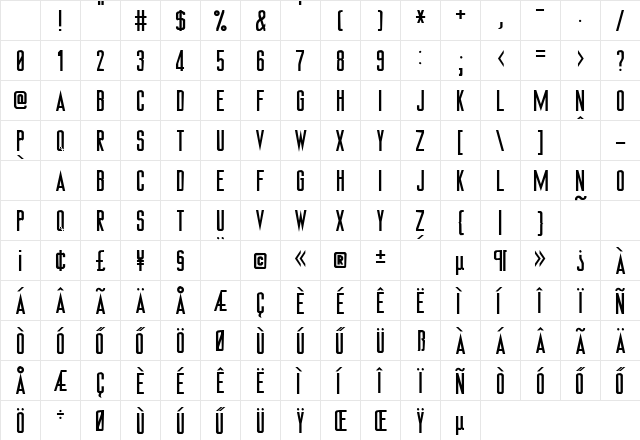 H_TNG Monitors Regular Character Map