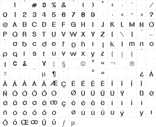 H_Uptight Neon ITCNormal Character Map H_Uptight Neon ITCNormal Character Map