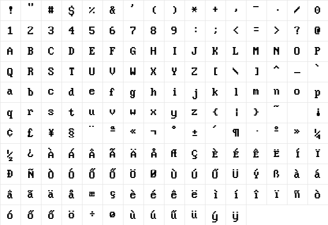 H_Video Terminal Screen Regular Character Map