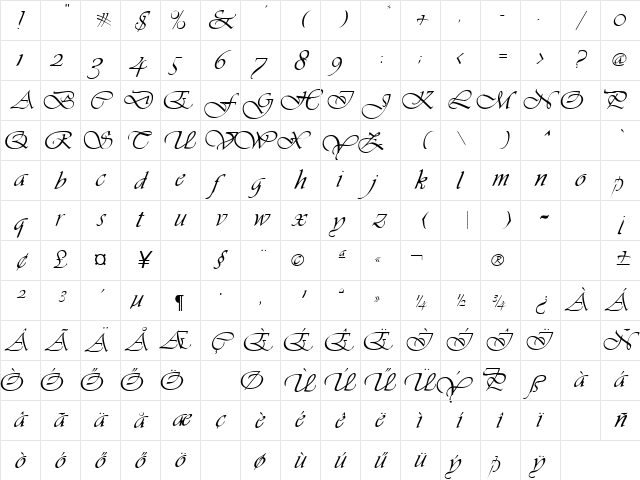 H_Vivienne Regular Character Map