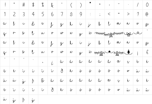 I Love Christmas Regular Character Map