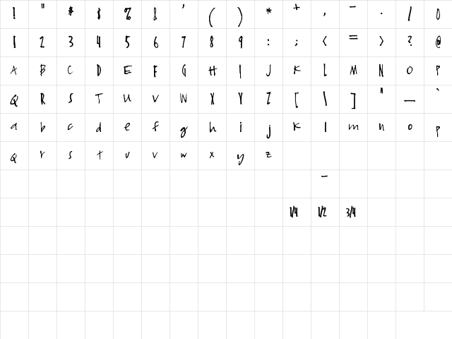 I Love Derwin Regular Character Map