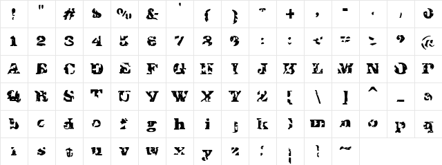 I Shot The Sheriff Regular Character Map